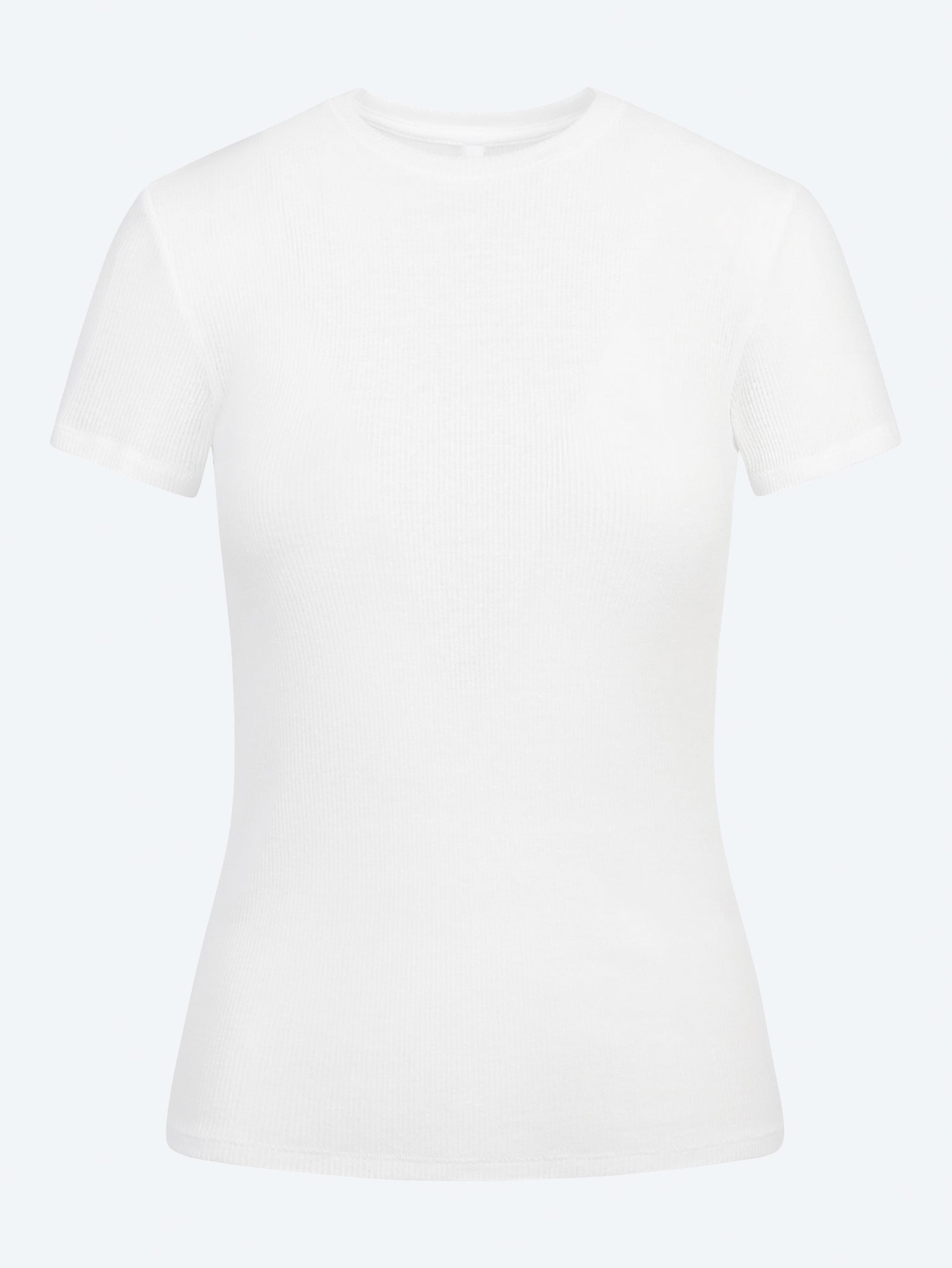 T-shirt transparent à col rond en maille côtelée 1
