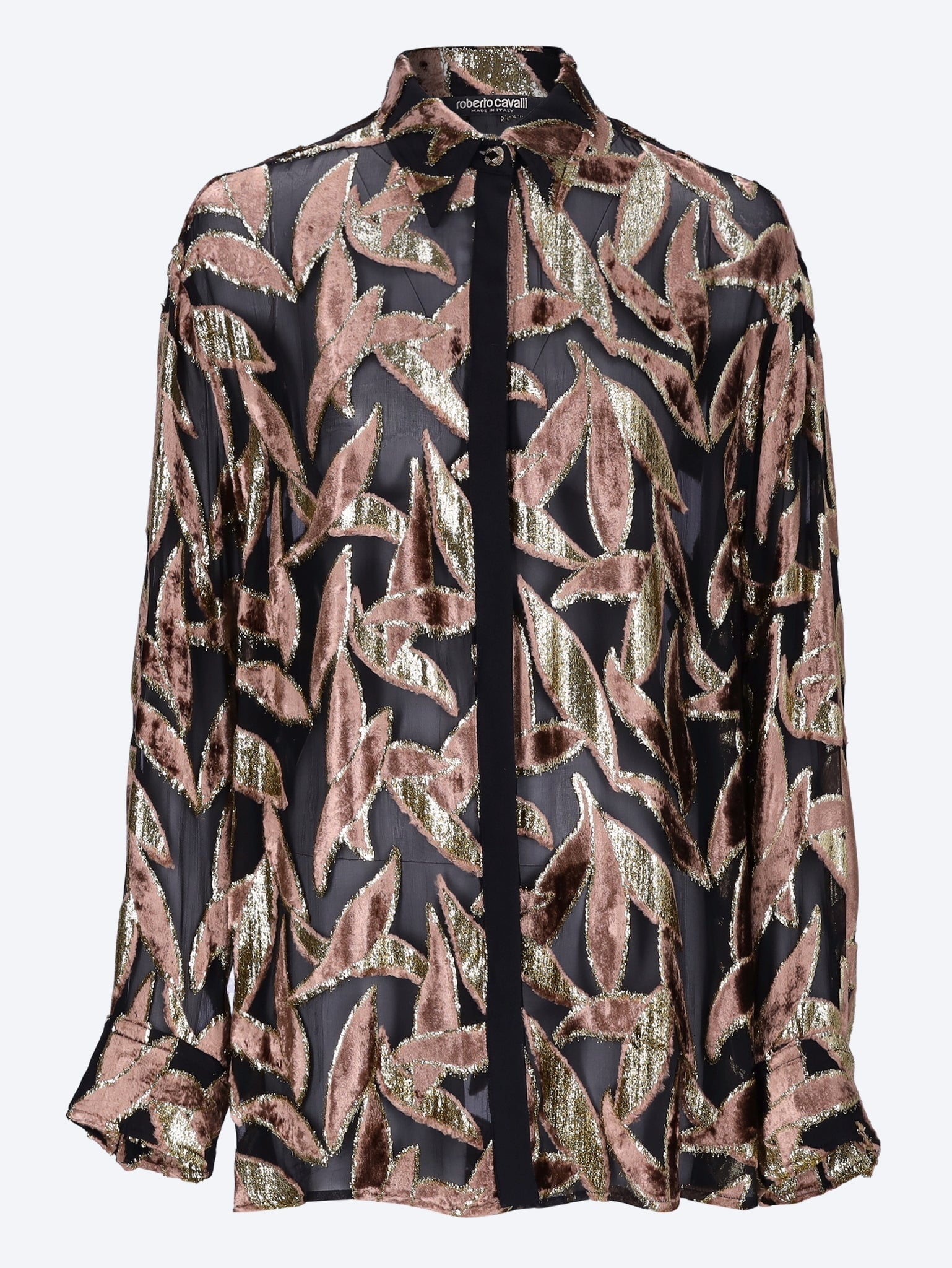 Silk print long sleeve shirt 1