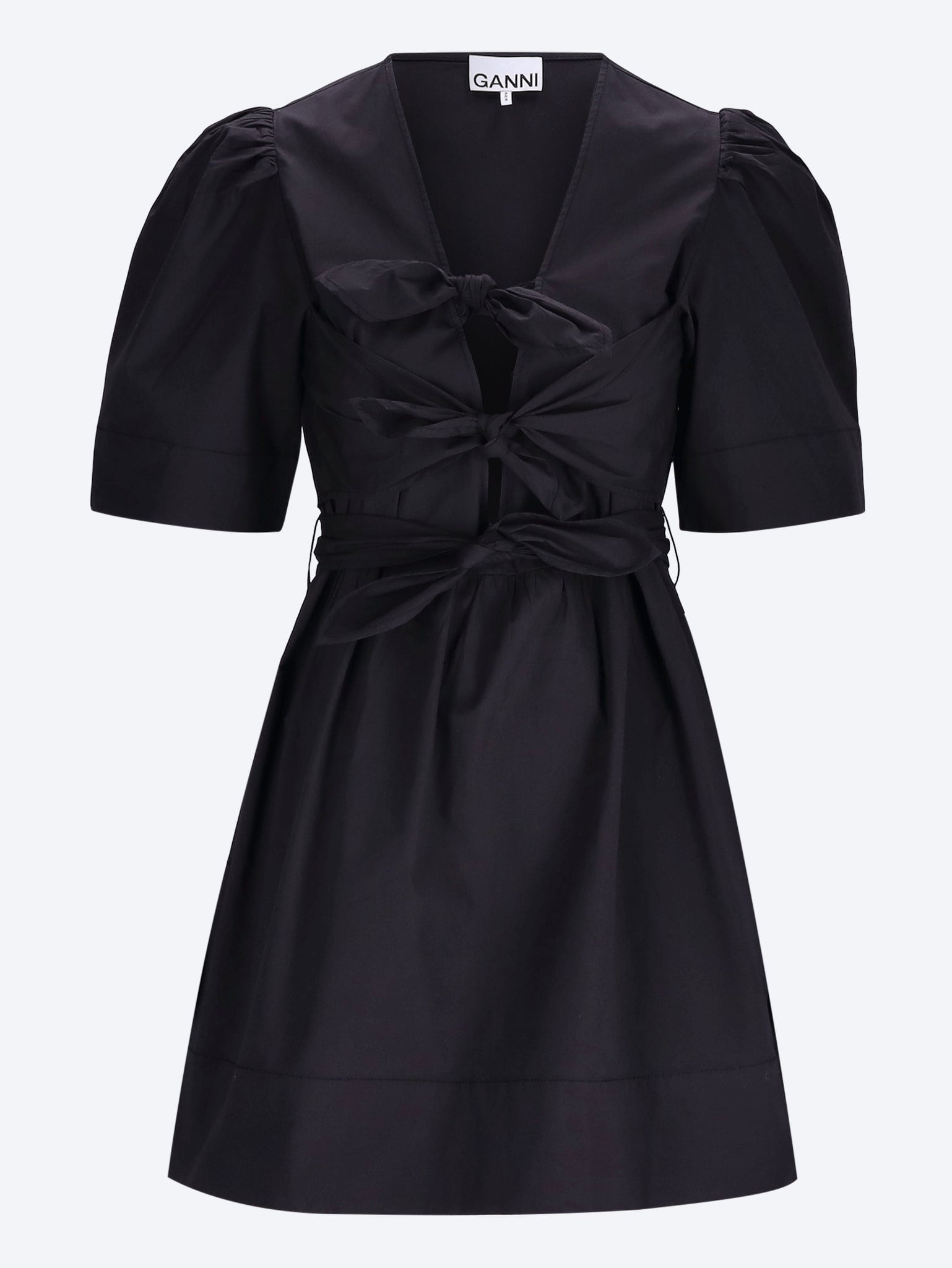 Stretch cotton mini tie strap dress 1