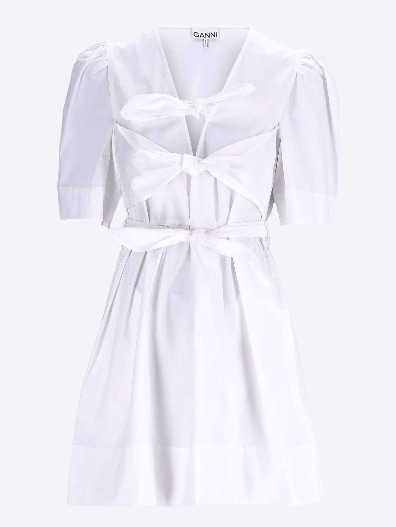 Stretch cotton mini tie strap dress 1