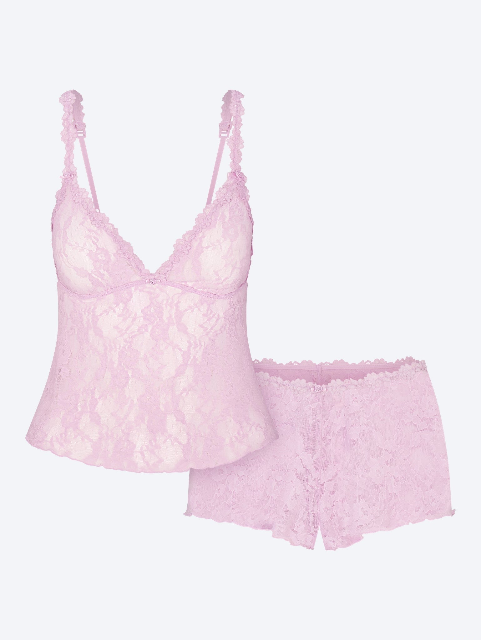 Ensemble caraco triangle et short en dentelle extensible 1