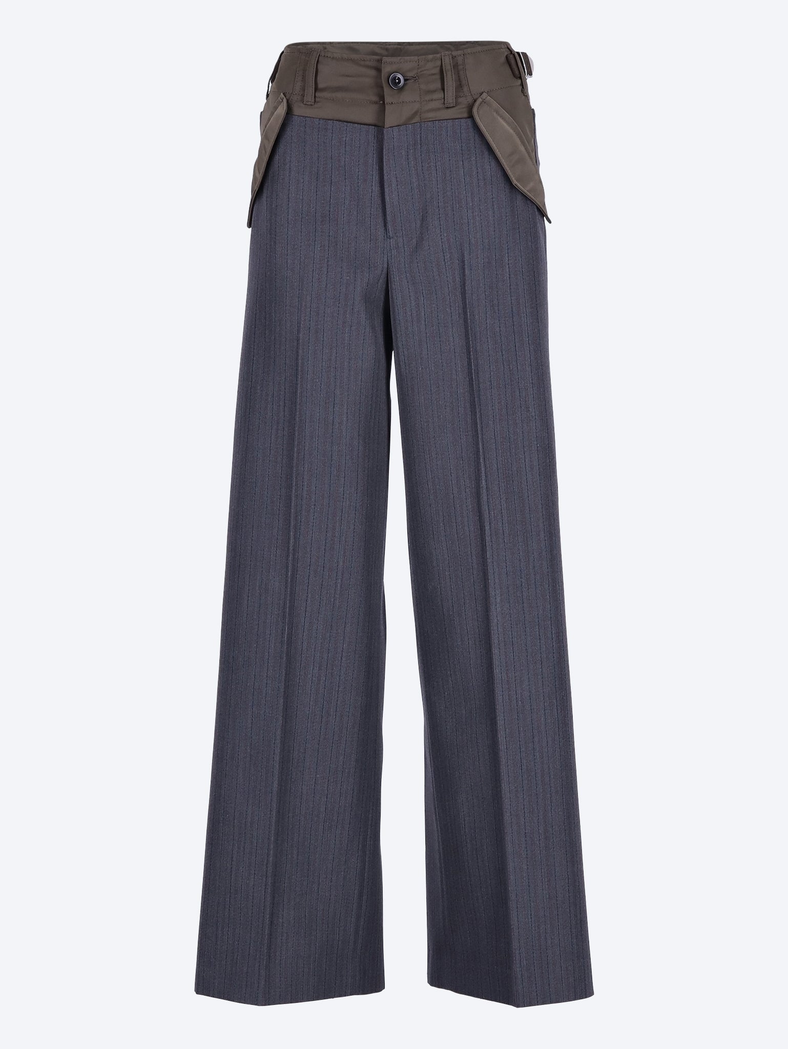 SACAI WOMEN-CLOTHING PANTS Stripe doeskin pants