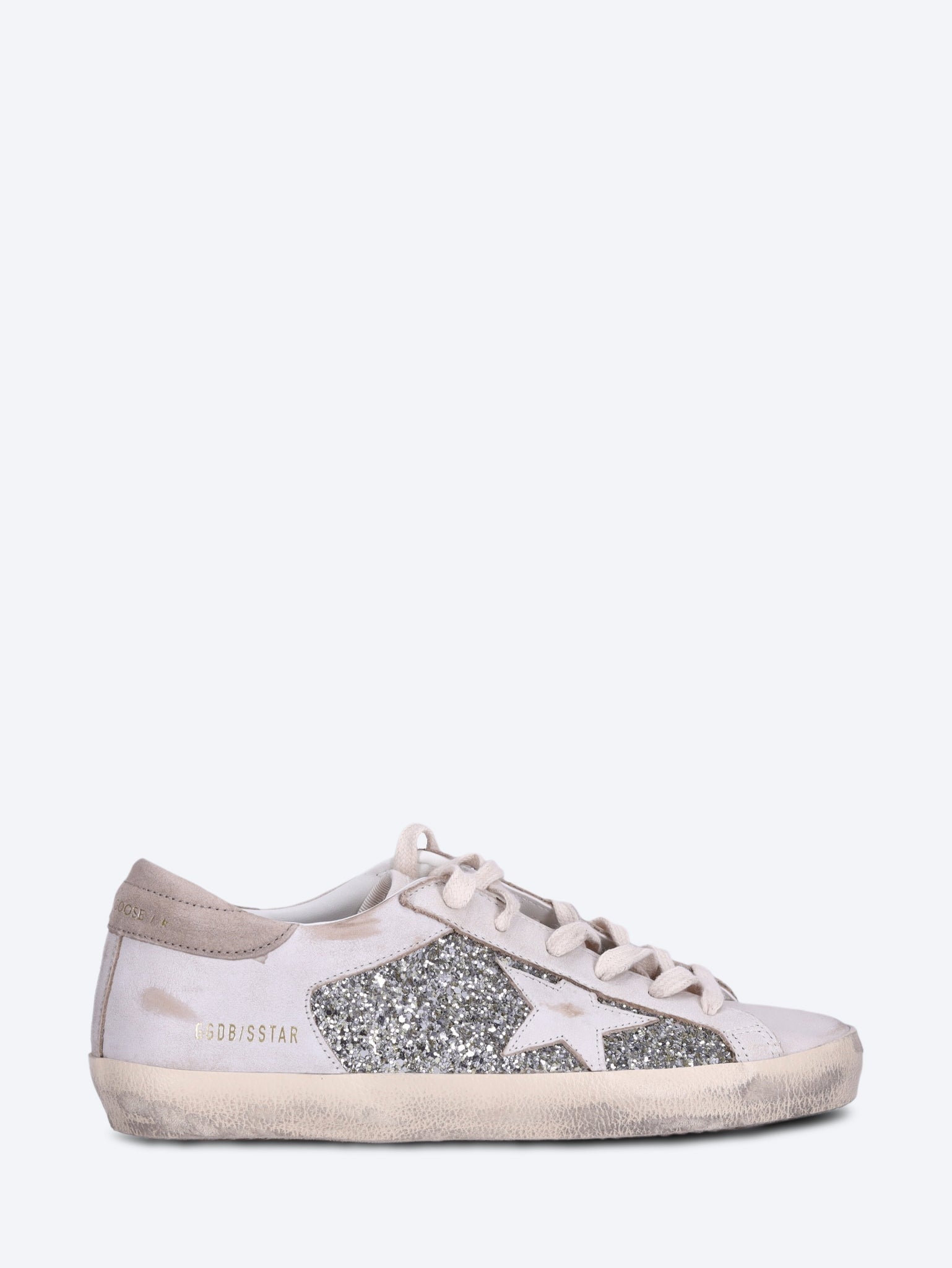 Superstar-Sneaker aus Glitzer und Leder mit Stern-Absatz aus Leder und Wildleder 1