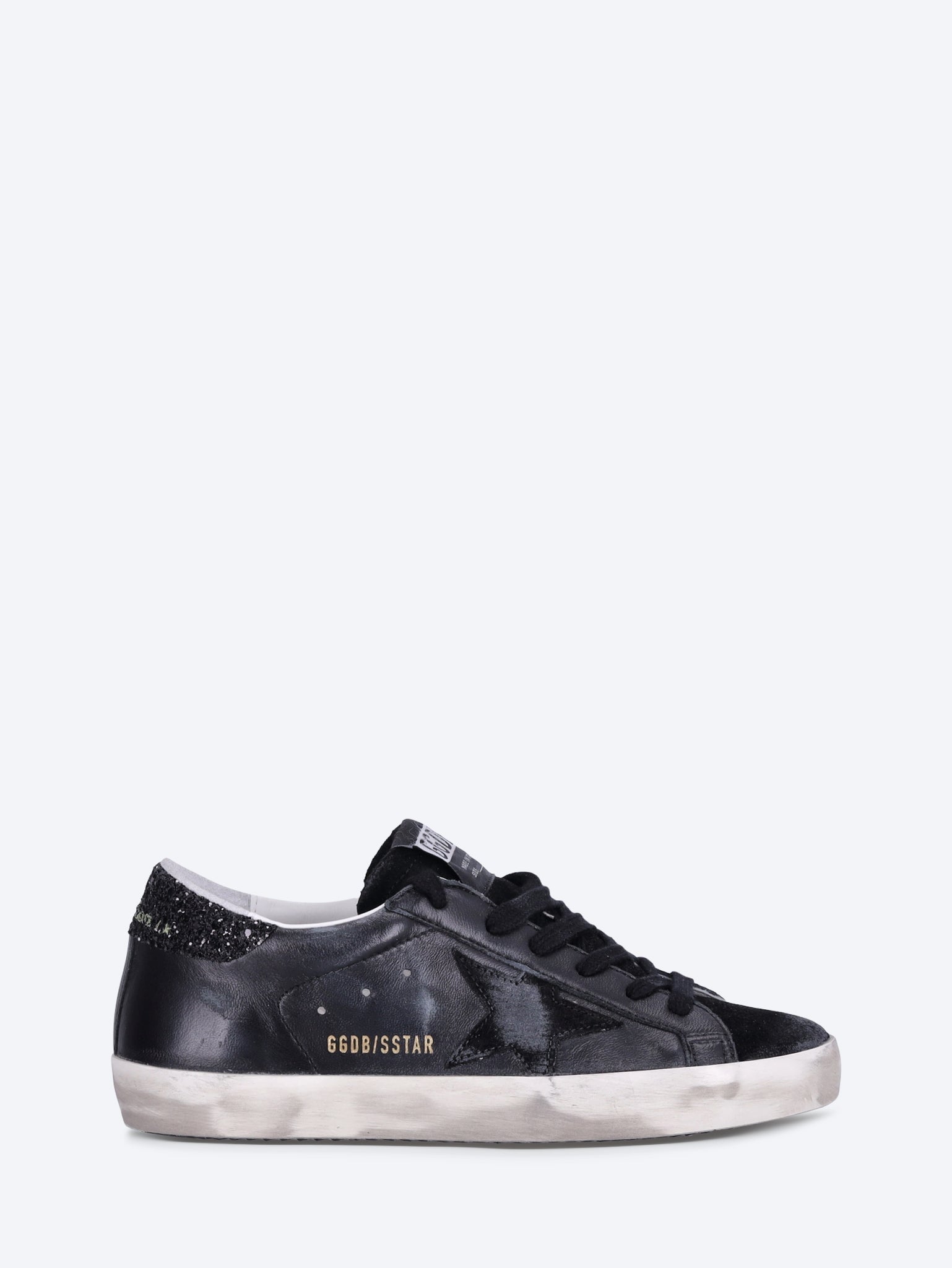 Super-star nappa upper suede toe and star glitter heel sneakers 1