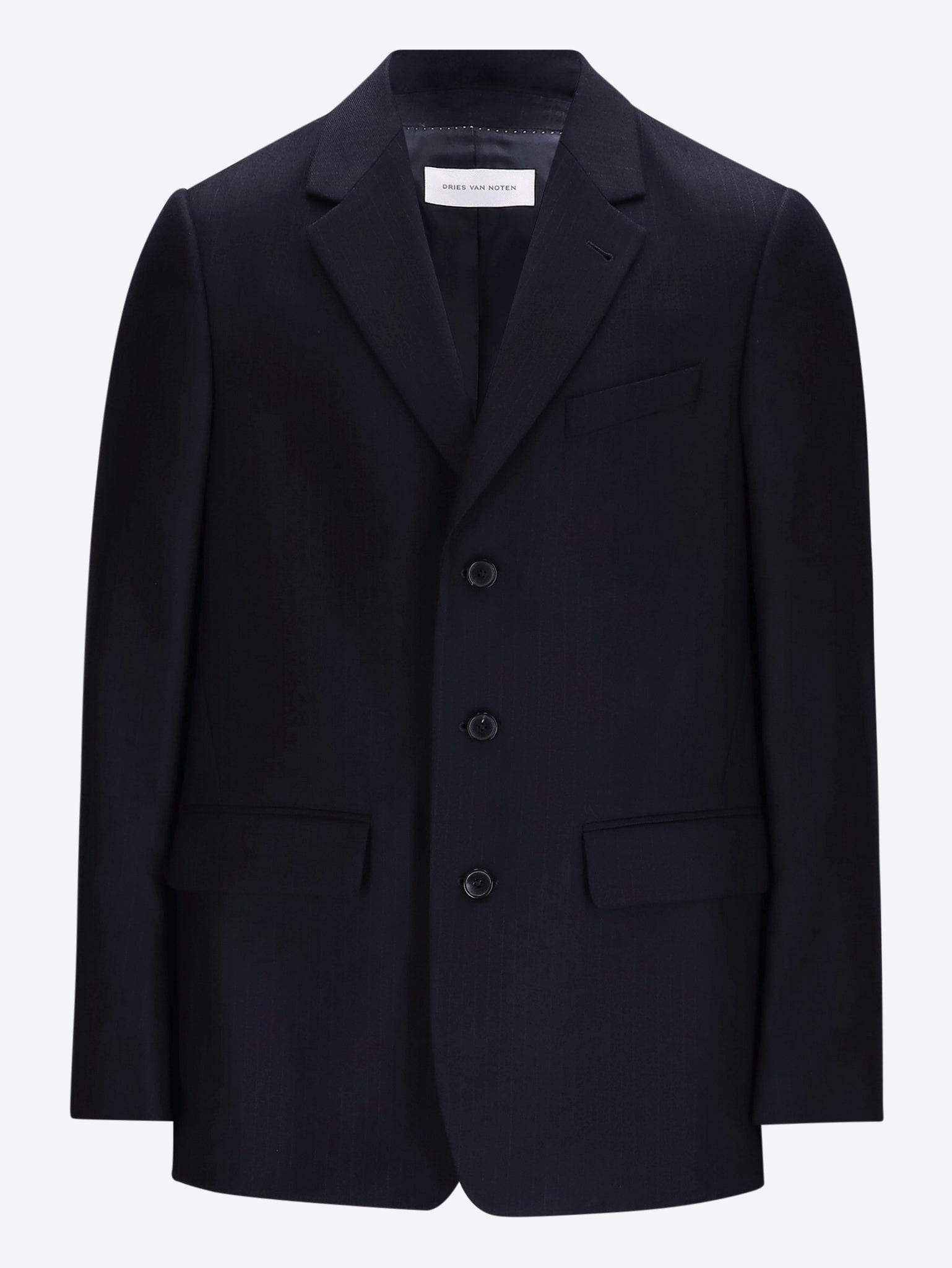 Three-button pinstripe wool blazer 1