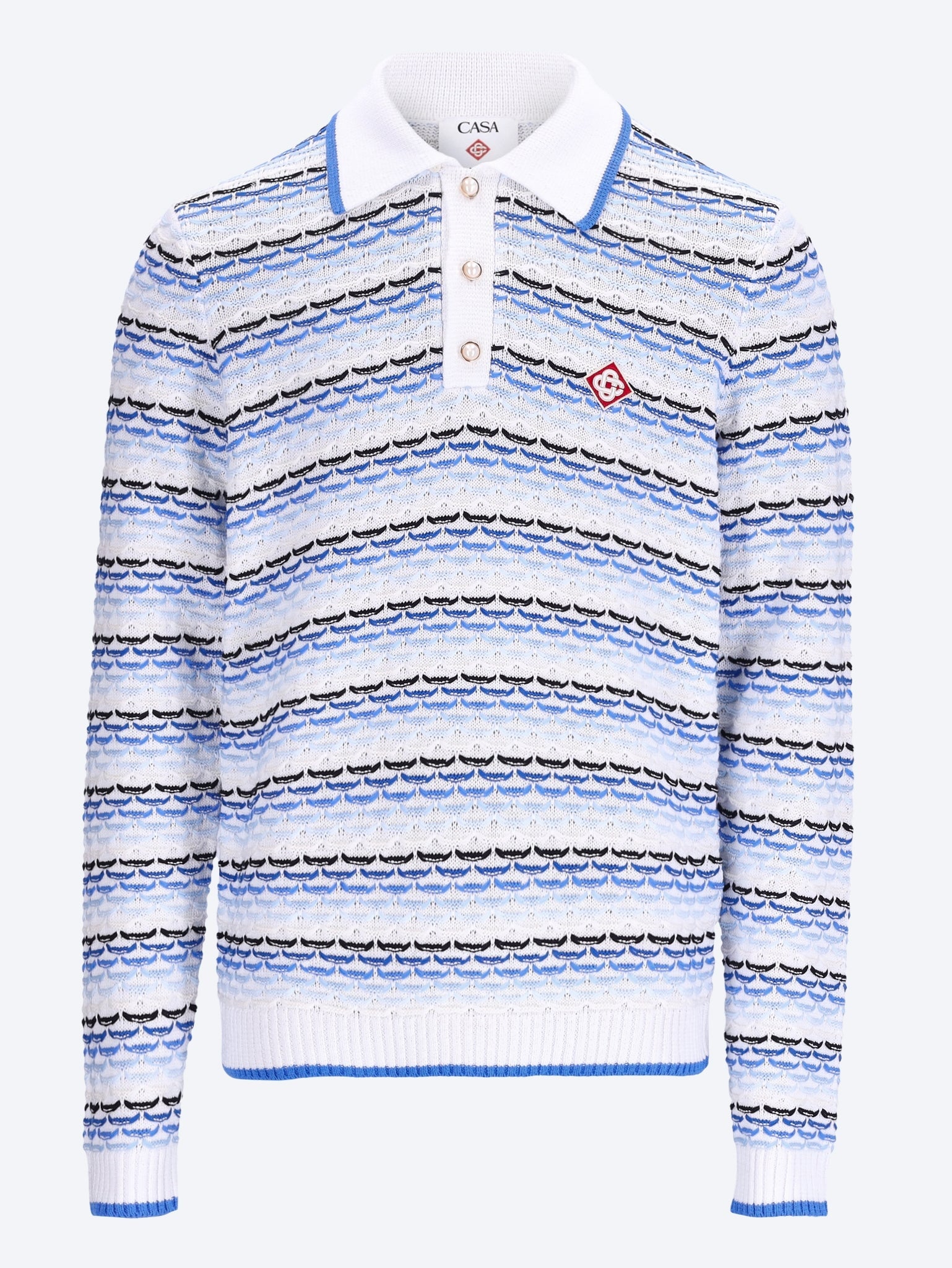 Tuck stitch long sleeve polo 1