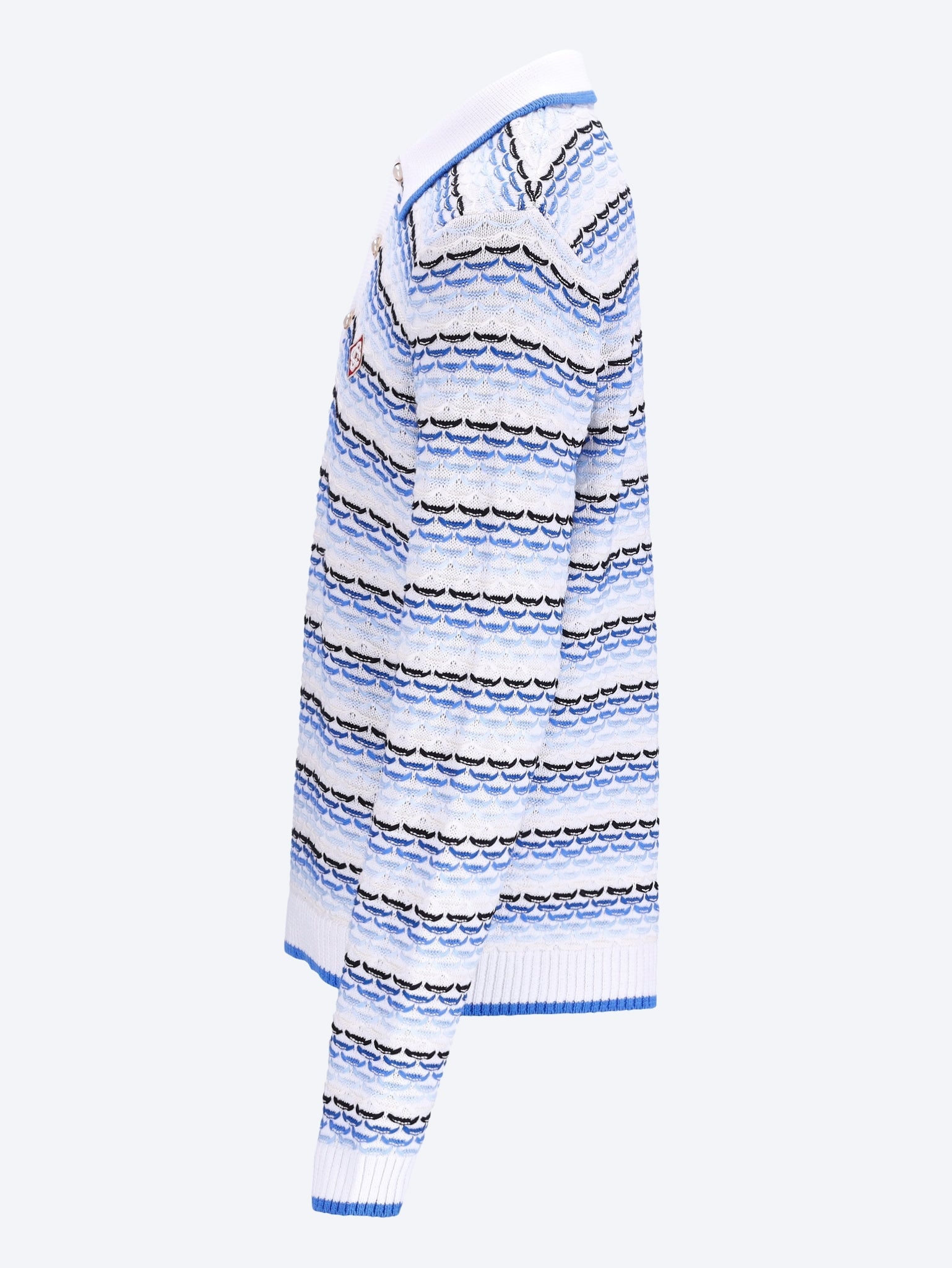 Tuck stitch long sleeve polo 2
