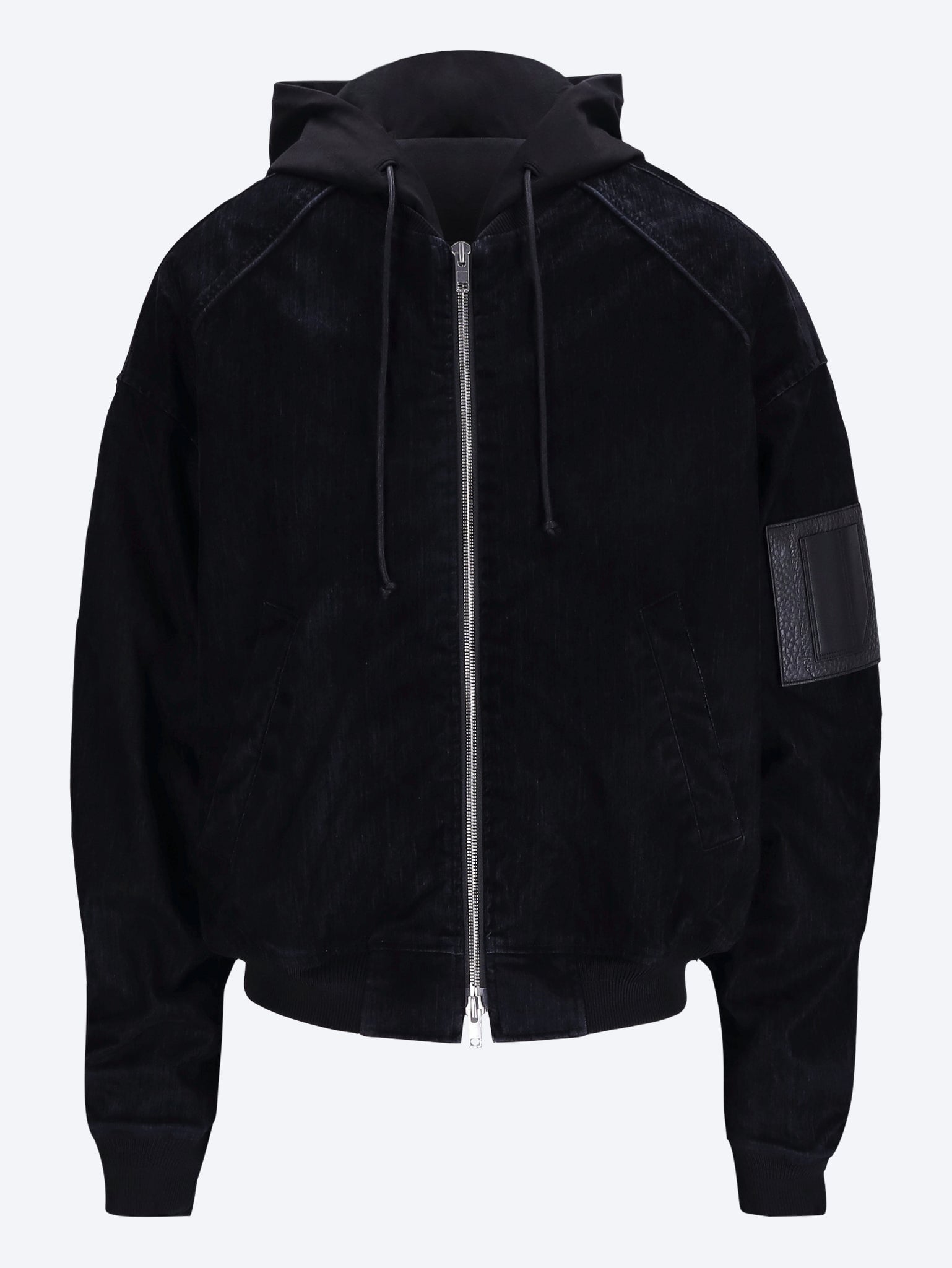 Velvet denim hood detachable ma-1 jacket 1