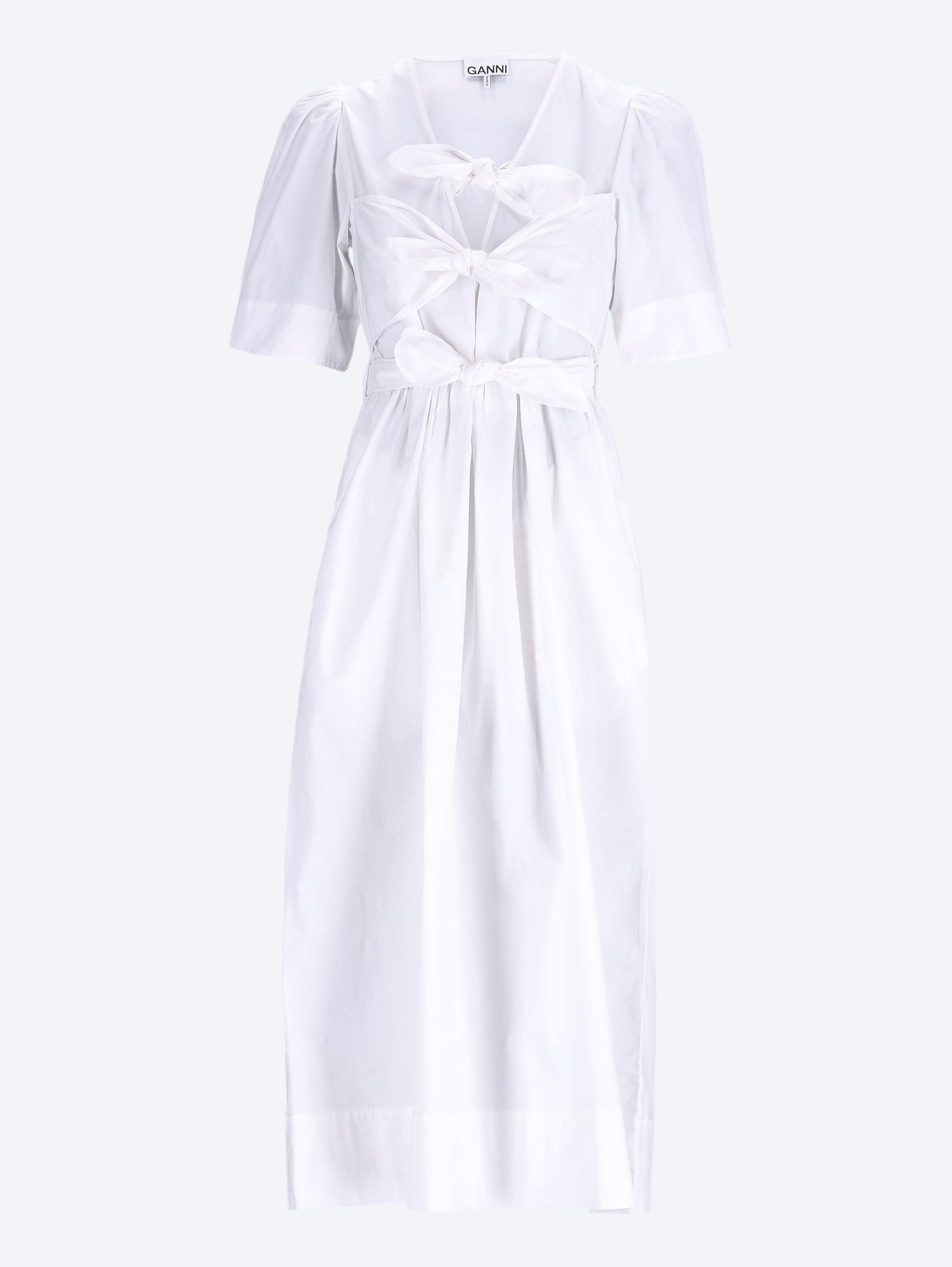 Washed stretch cotton tie strap midi dress 1
