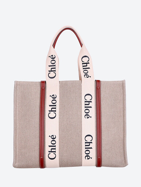Woody linen large tote bag