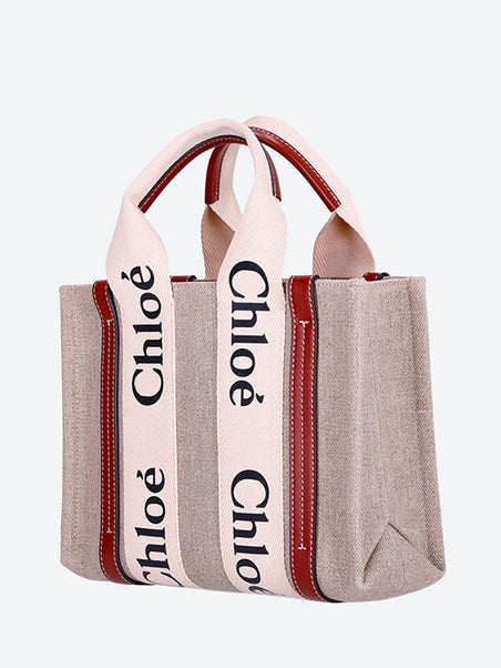 Woody linen small tote bag