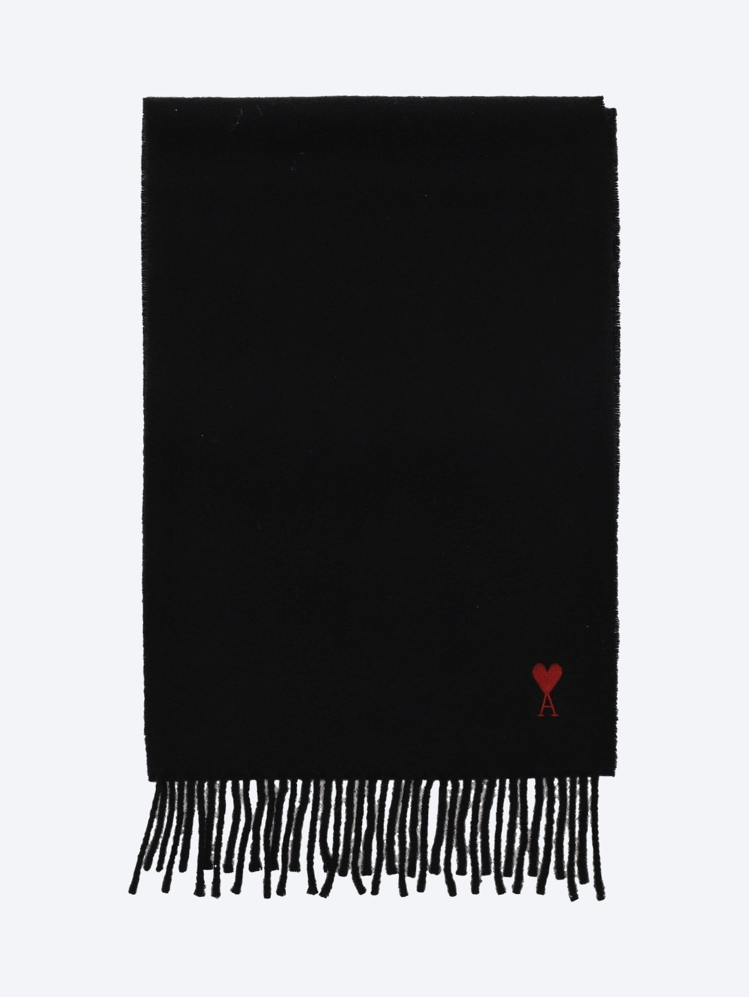 Wool scarf with red ami de coeur embroidery 1
