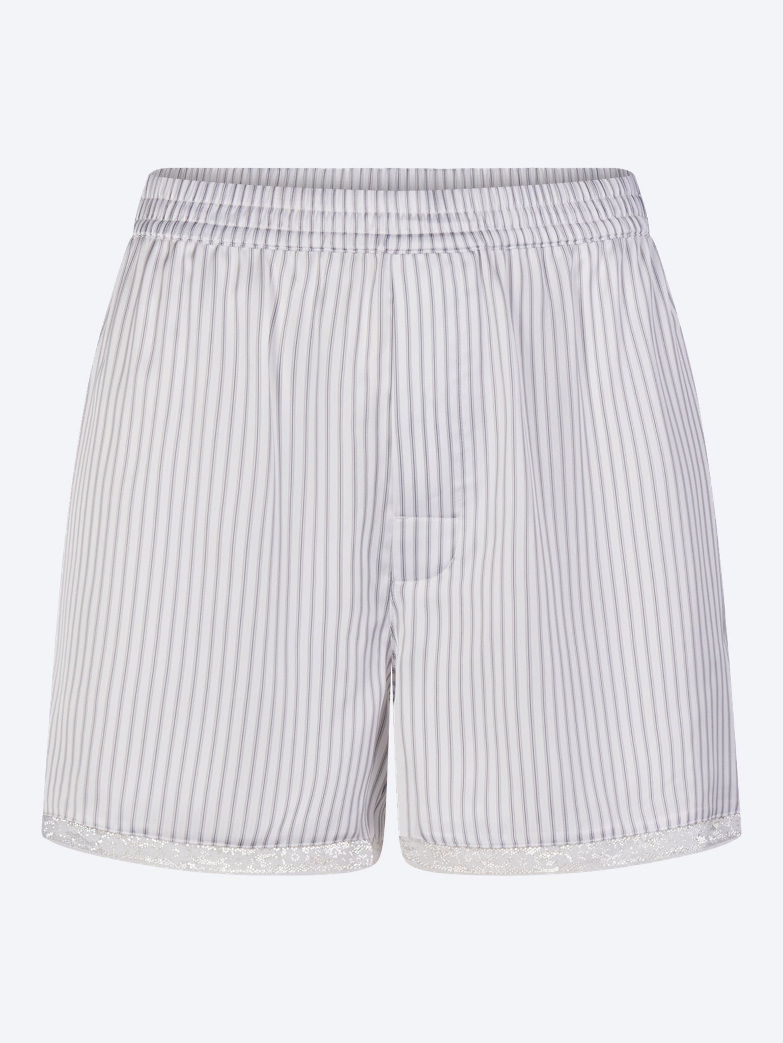 Gewebte, glänzende Schlafboxershorts mit Spitze 1