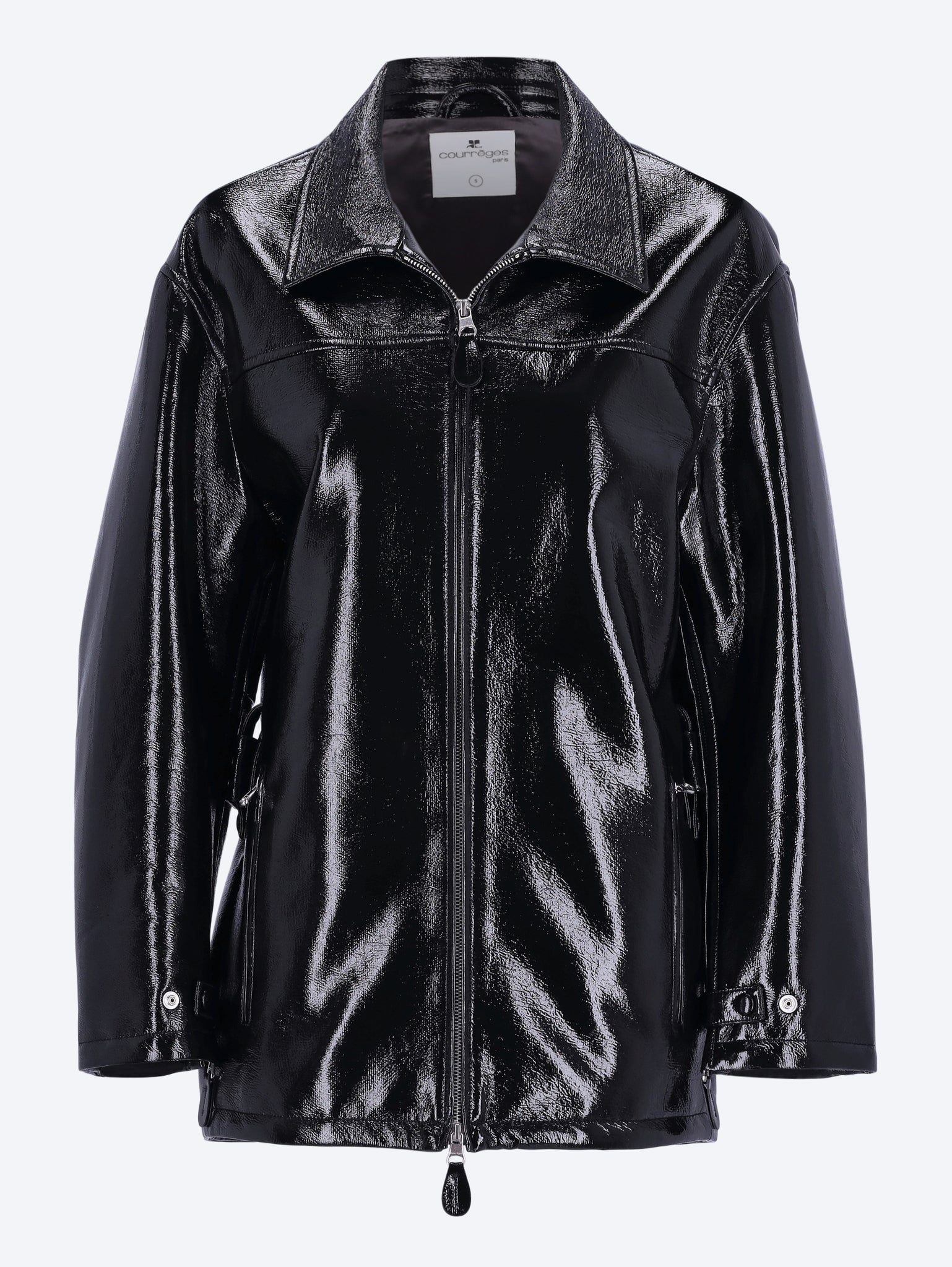 Zipped vinyl maxi jacket 1