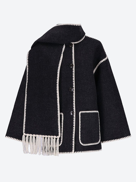 Chain stitch scarf jacket