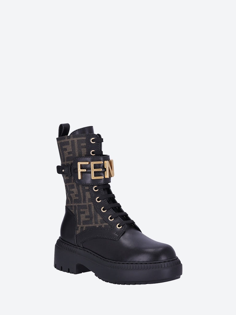Fendigraphy leather biker boots 2