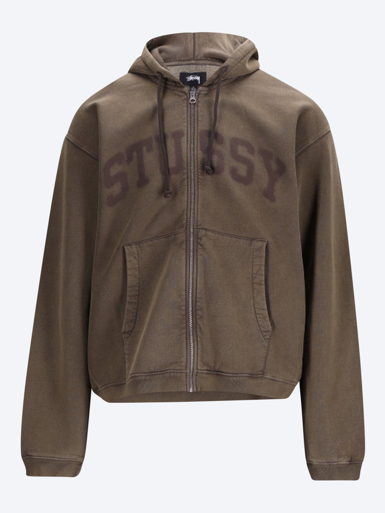 Kapuzenpullover mit Reißverschluss und verblasstem Grafikmuster 1
