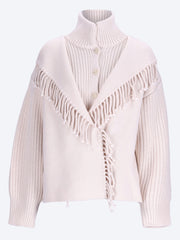 The cropped jacquard fringe coat ref: