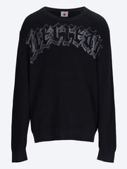 Waffelstrickpullover mit Rundhalsausschnitt und Gothic-Print ref: