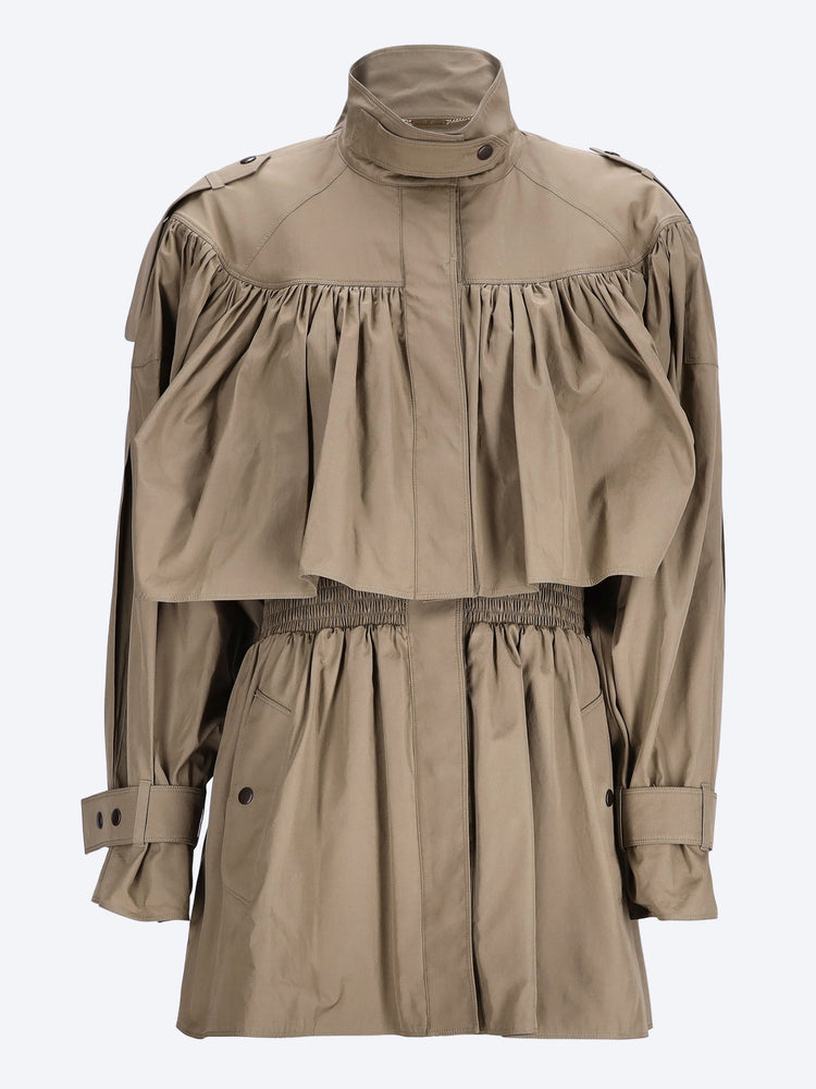 Kurzer Trenchcoat mit hohem Kragen 1