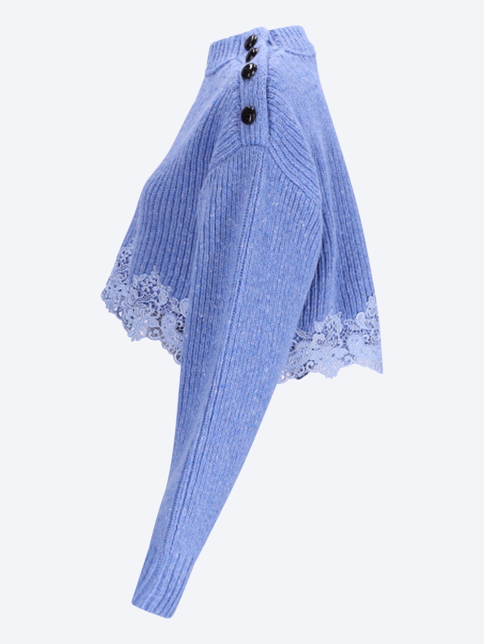 Pull court en maille de laine mérinos et dentelle 2