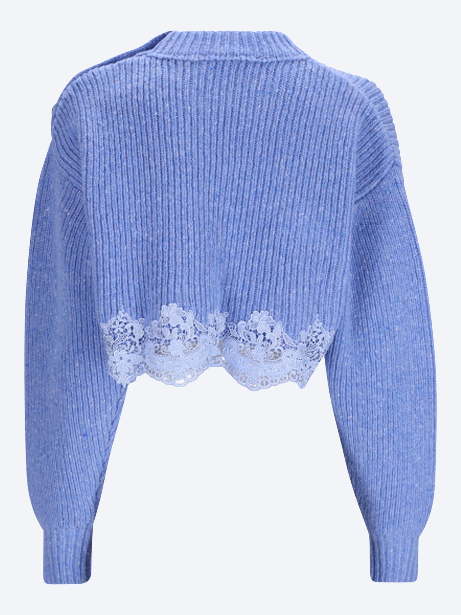 Pull court en maille de laine mérinos et dentelle 3