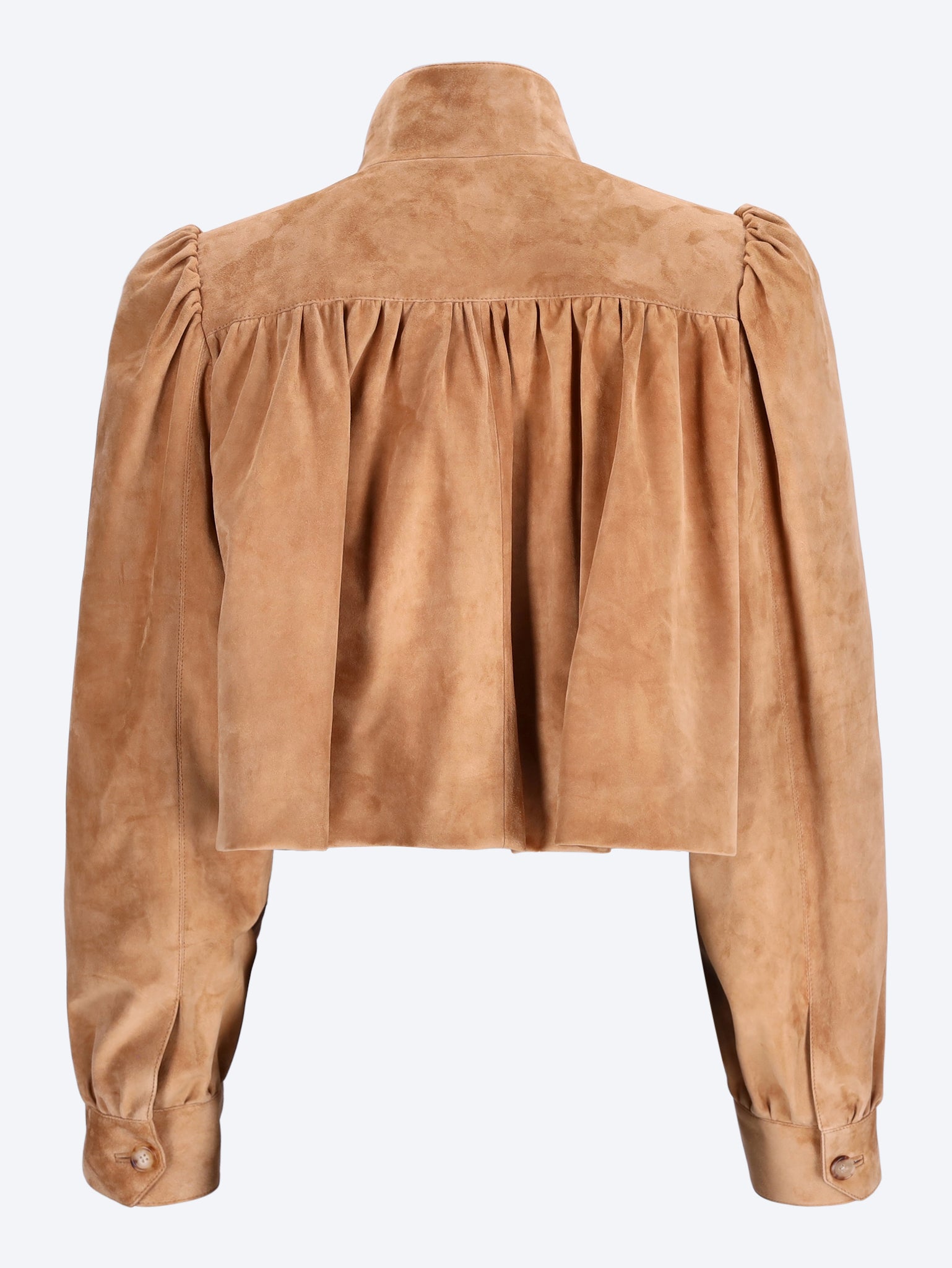 Suede leather gathered boule jacket 3