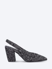 Tweed-Chevron-Pumps mit offenem Absatz ref: