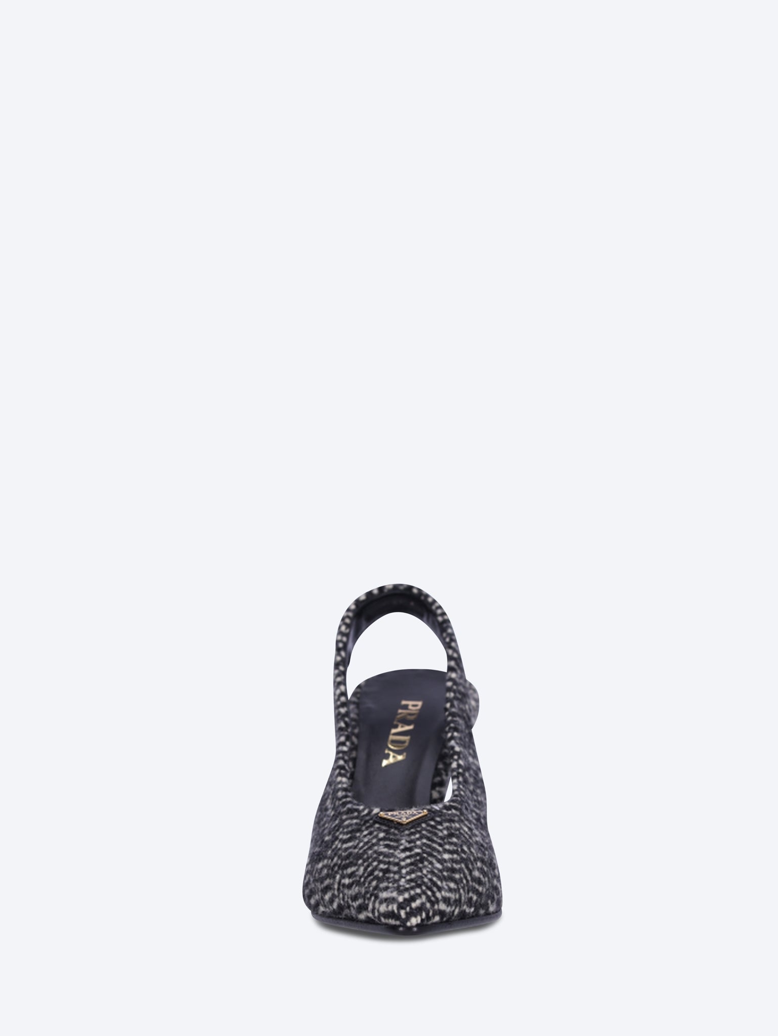 Tweed-Chevron-Pumps mit offenem Absatz 3