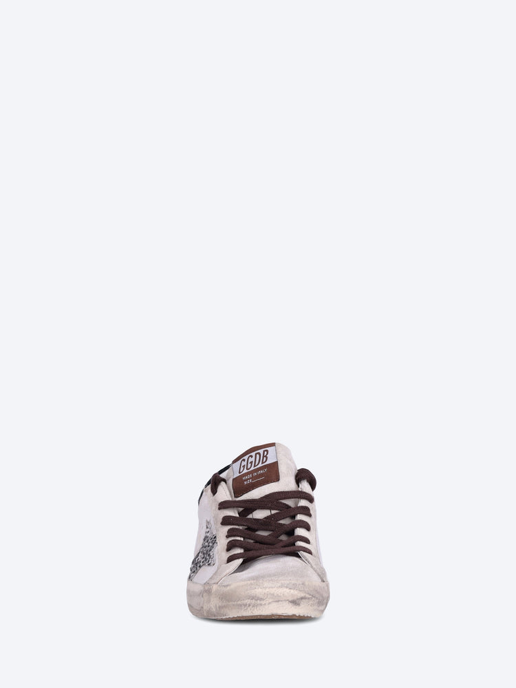 Super star suede toe tongue and heel leather upper pois horsy star sneakers 3