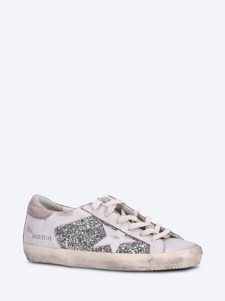 Baskets à talon en daim étoile en cuir et dessus en cuir et paillettes Super Star 2