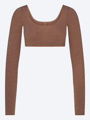 Wool rib long sleeve cropped top ref:
