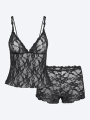 Set aus Triangel-Camilie und Shorts aus Stretch-Spitze ref: