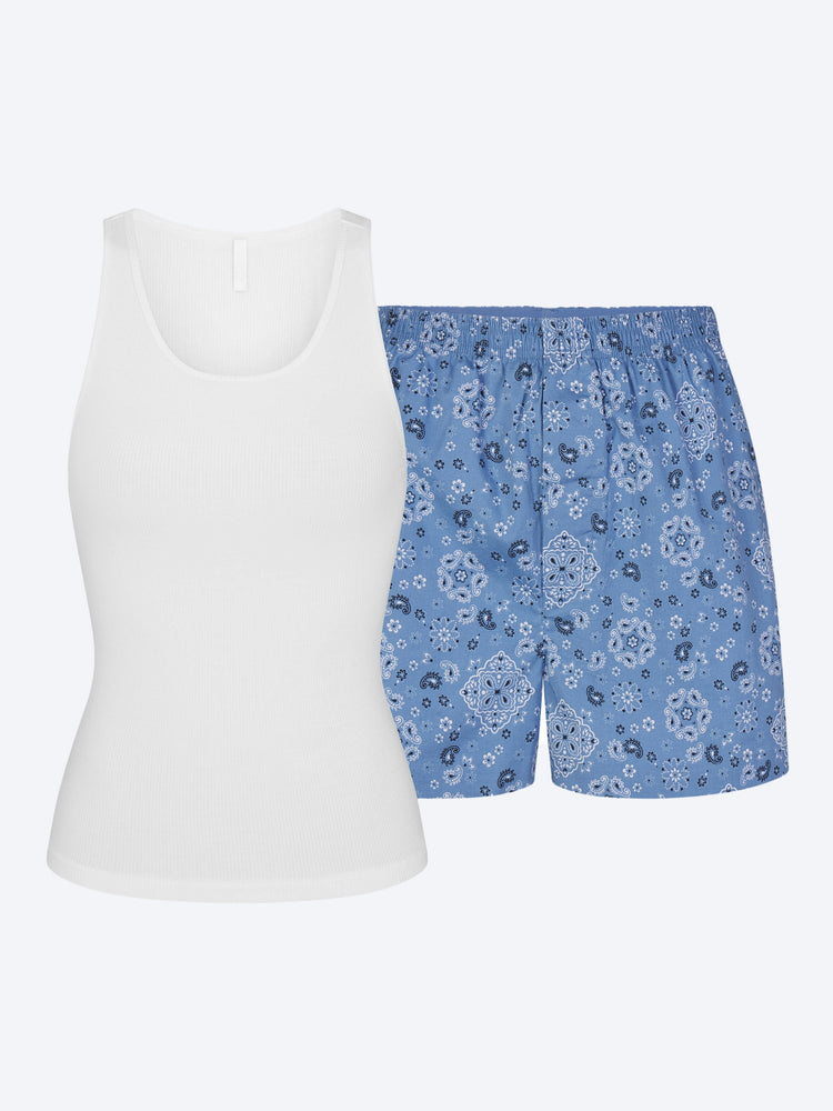 Ensemble débardeur et boxer en popeline de coton 1