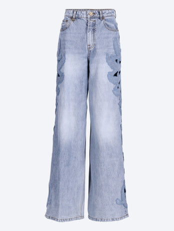 Alchemy applique relaxed flare jeans
