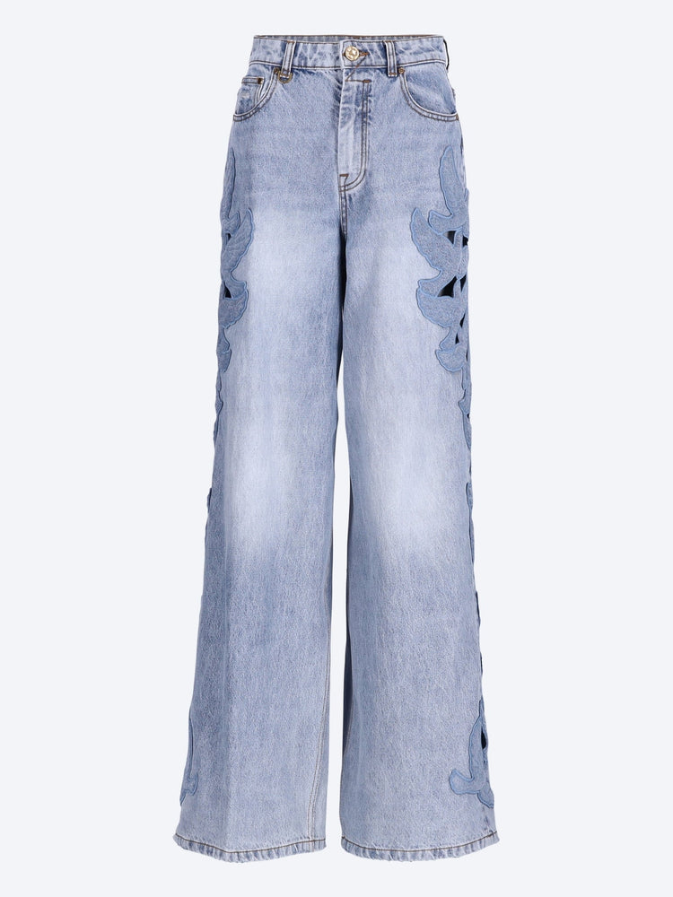 Alchemy applique relaxed flare jeans 1