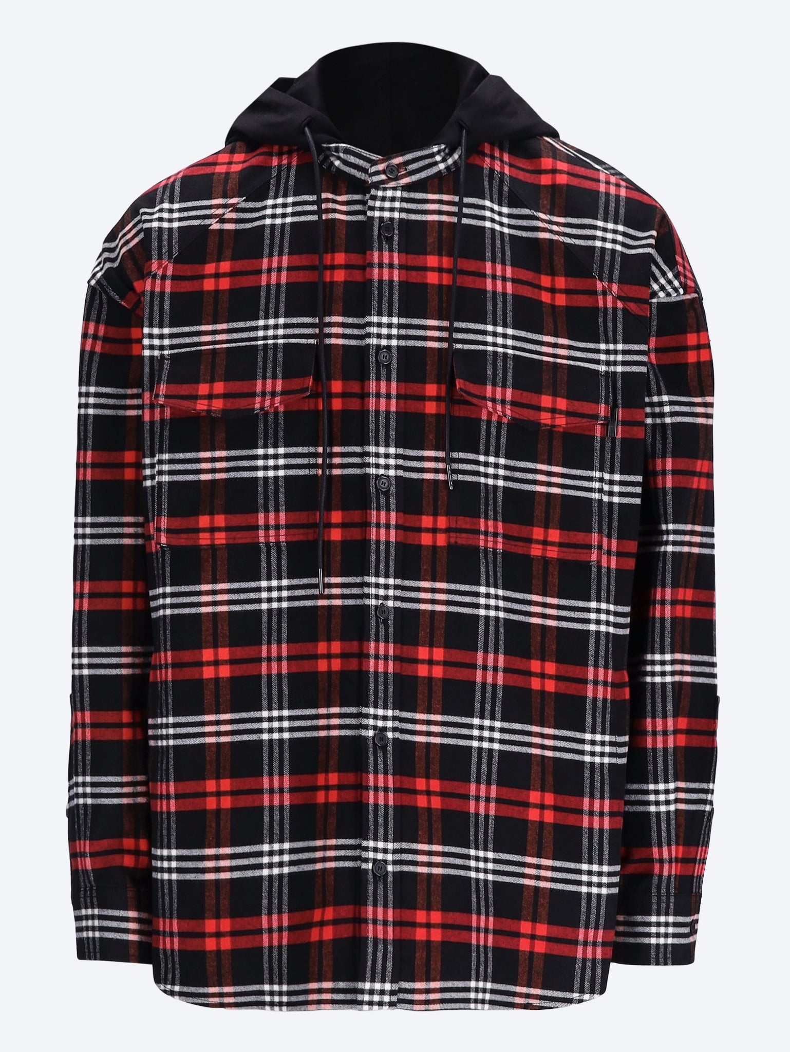 Alpha check hood layered shirt 1