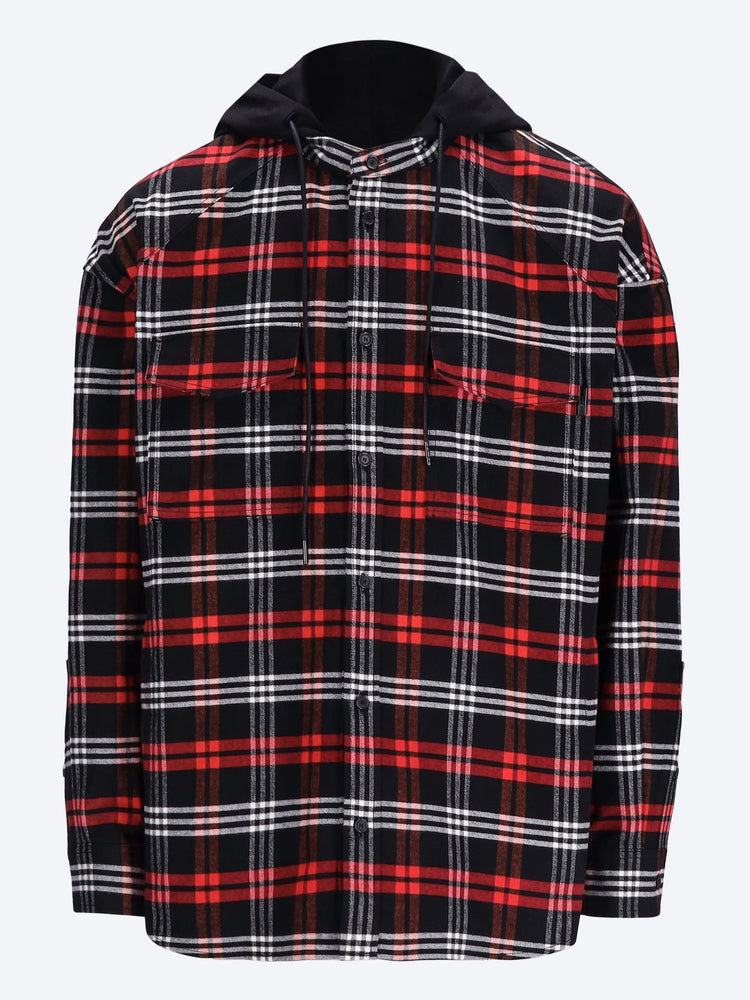 Alpha check hood layered shirt 1