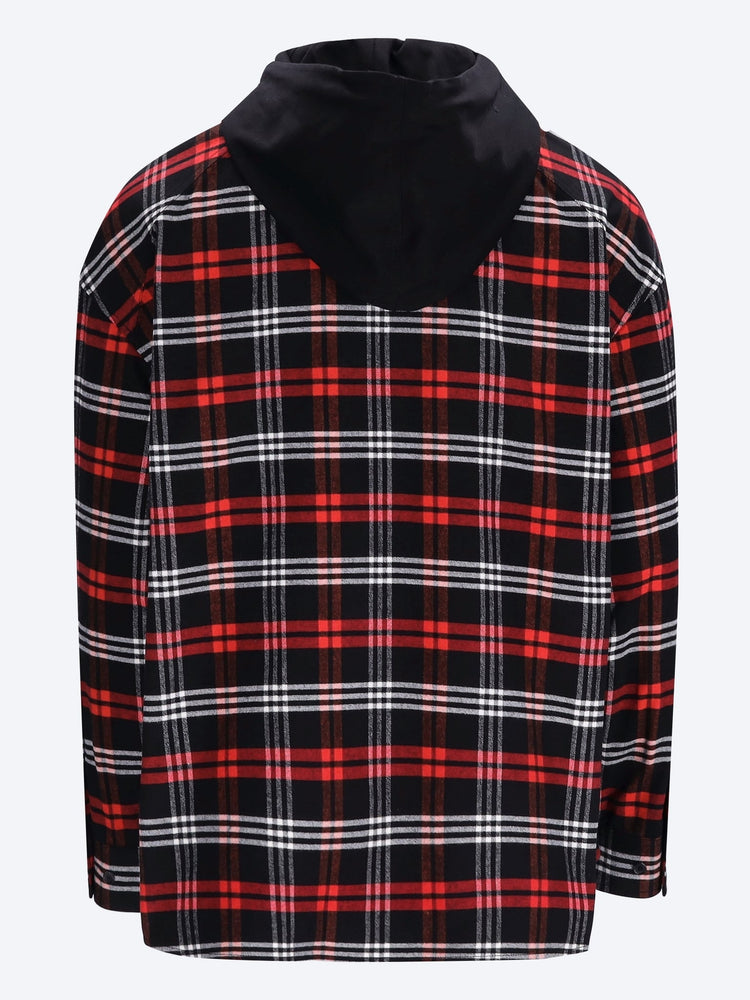 Alpha check hood layered shirt 3