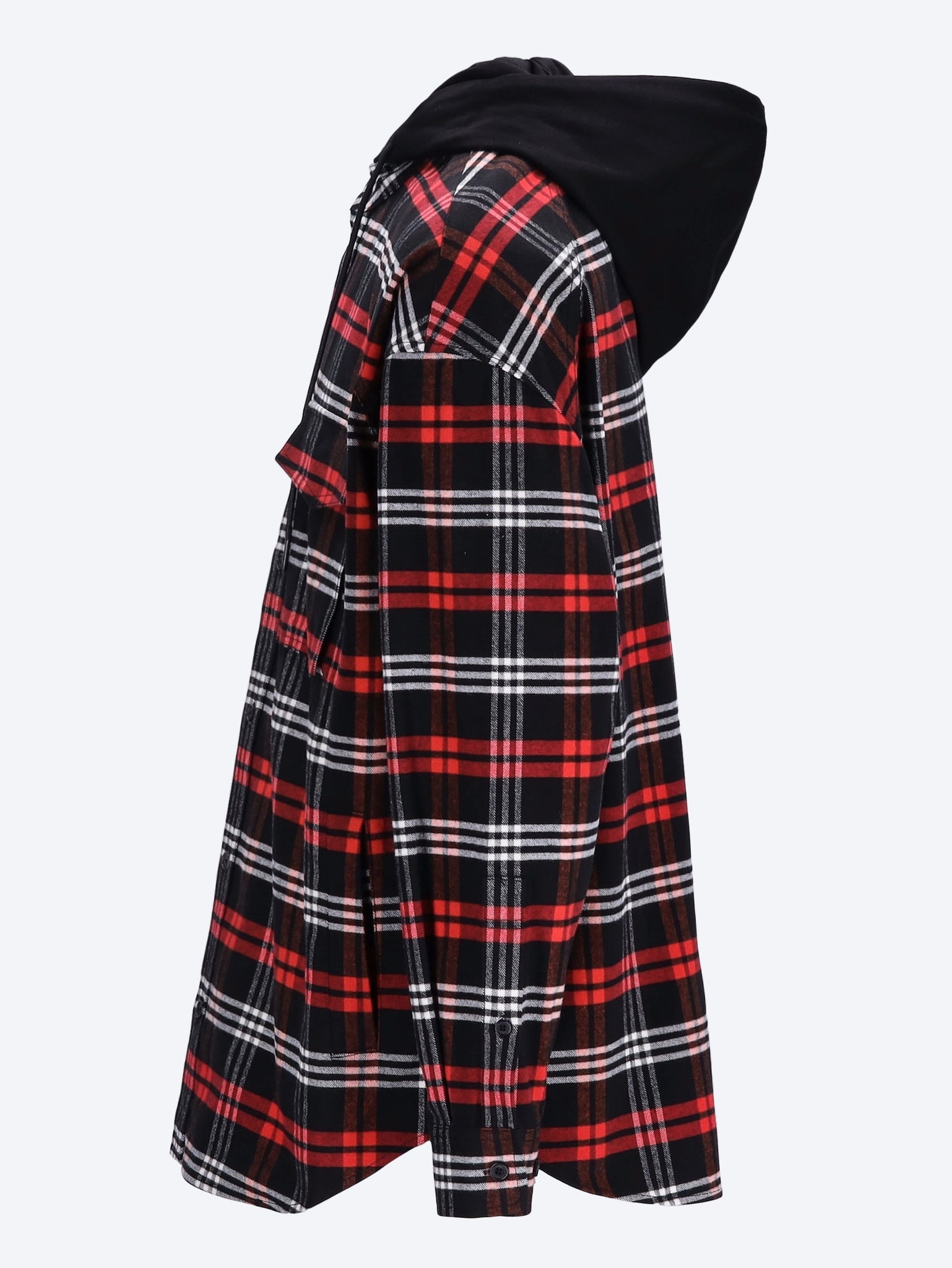 Alpha check hood layered shirt 2