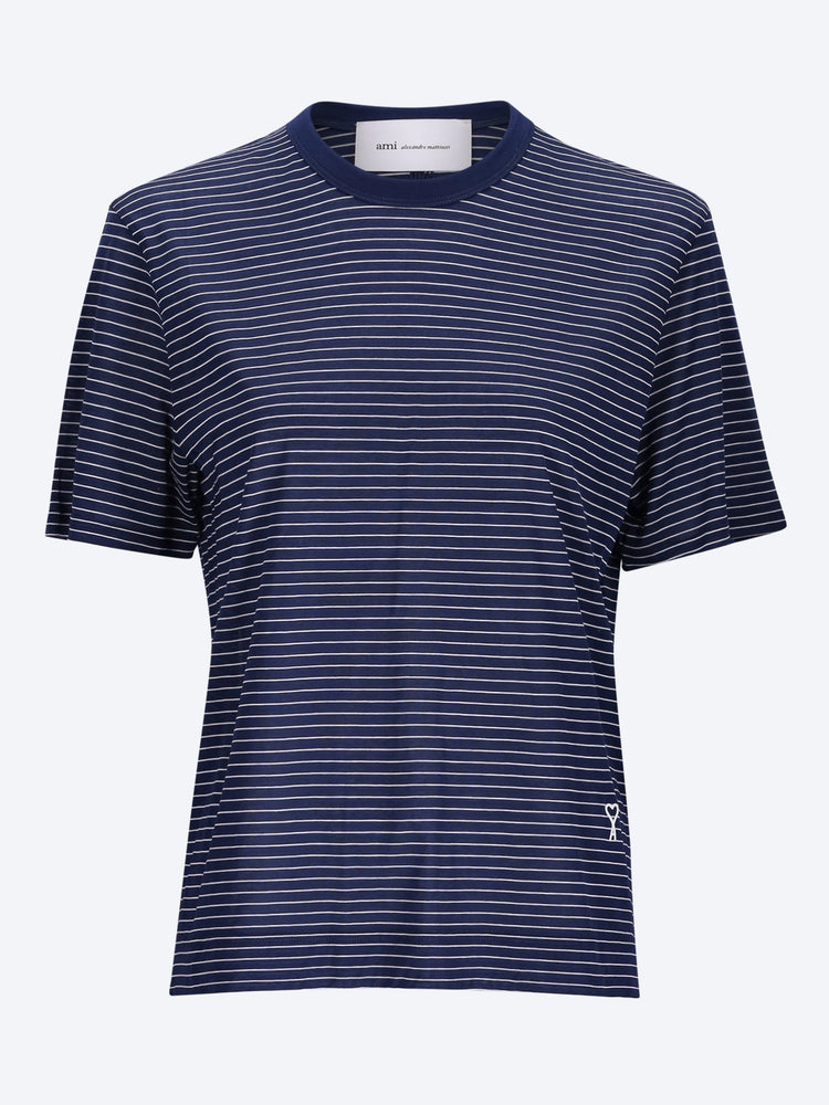 Ami de coeur patch classic fit short sleeves striped t-shirt 1