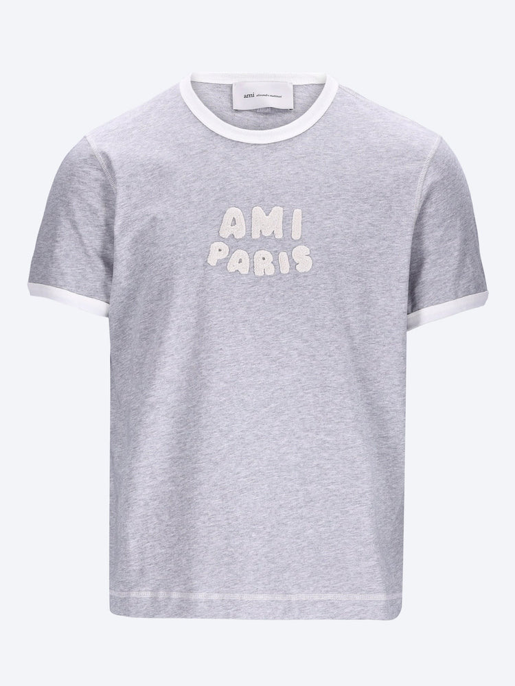 Ami paris knitted patch short sleeve classic fit t-shirt 1