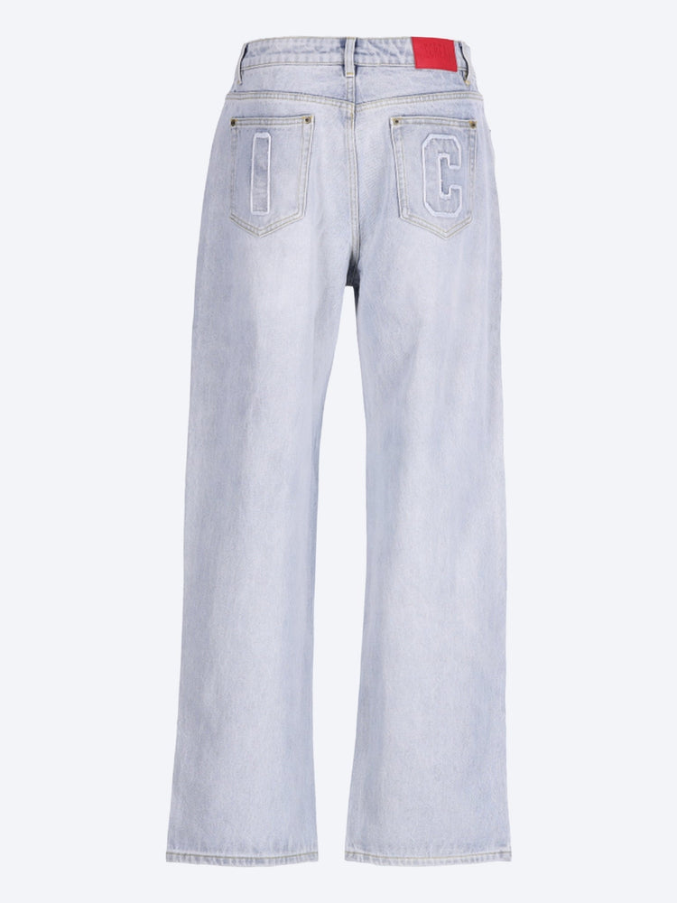 Applique running dog baggy jeans 3