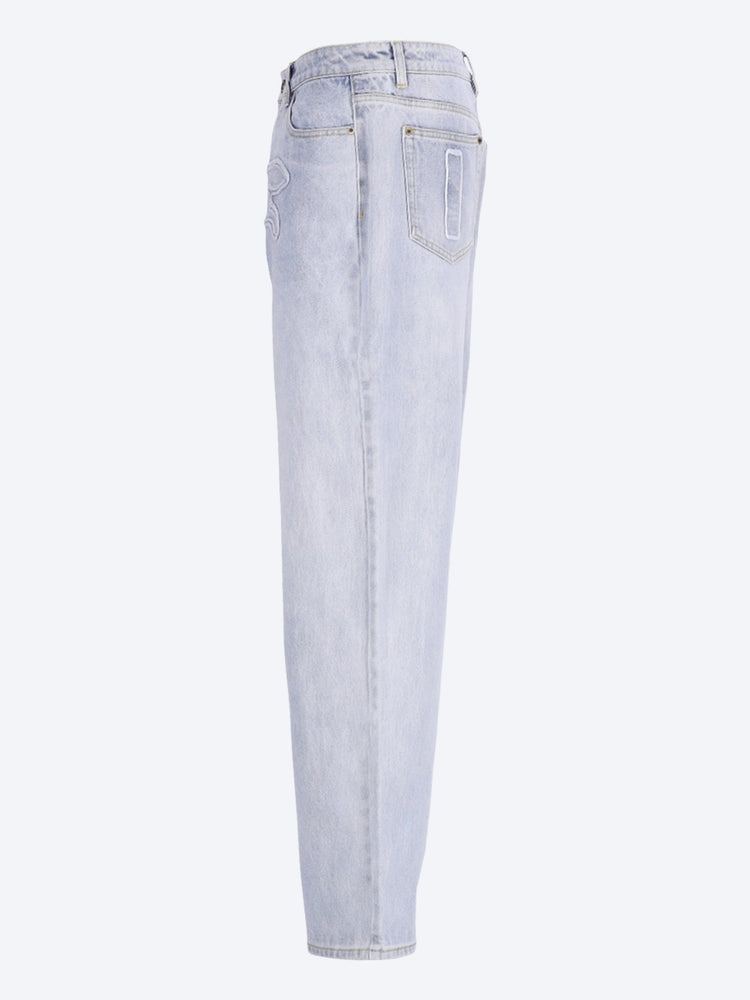 Applique running dog baggy jeans 2
