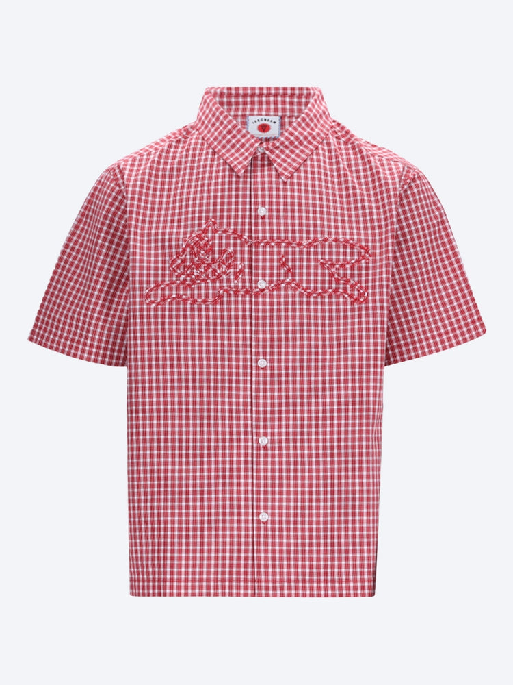 Chemise à manches courtes à carreaux et appliqués Running Dog 1
