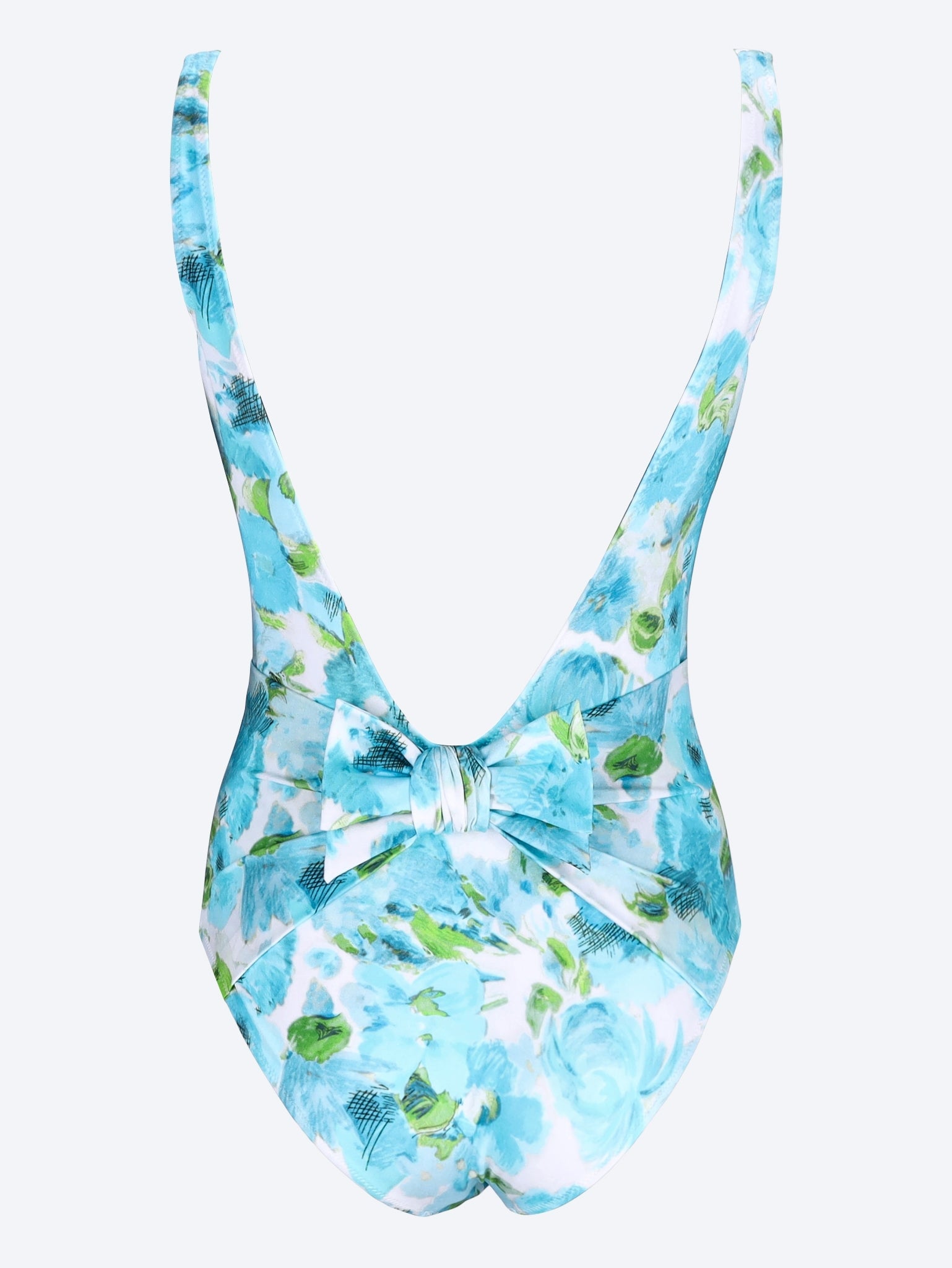 Aqua flowers print swimsuitm 2