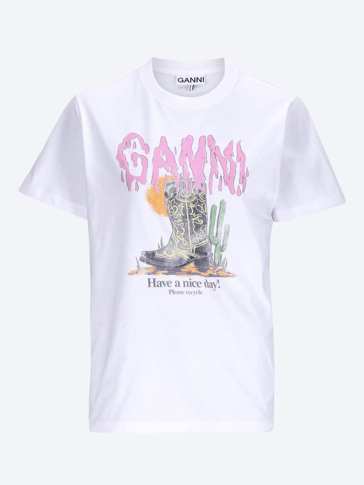 Basic cotton jersey t-shirt boots print 1