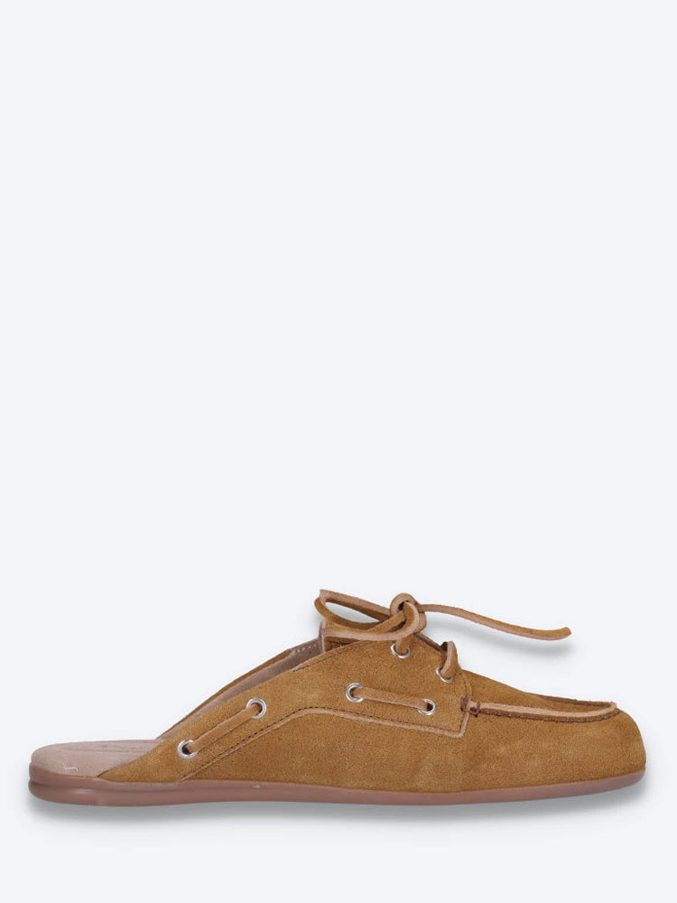 Mules mocassins bateau - daim brossé 1
