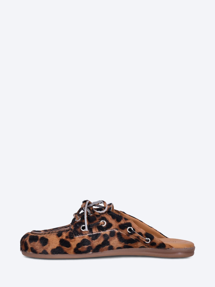 Boat print animal loafer mules 4