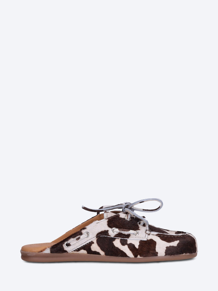 Boat print animal loafer mules 1